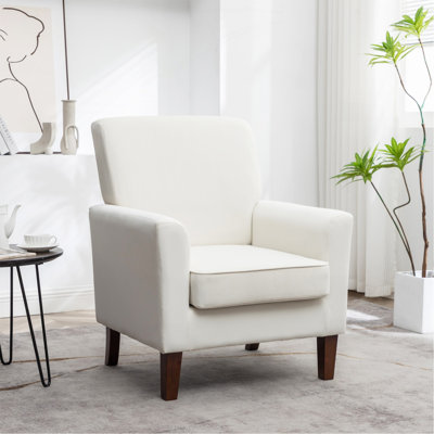 Fauteuil à motifs en mélange de polyester, structure en bois de bouleau massif avec pieds fuselés bruns, chaise d'appoint rembourrée de mousse avec garniture pour le bureau du salon
