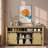 Farmhouse Sideboard With Sliding Barn Door, Mesh Panels And Open Storage-81937019