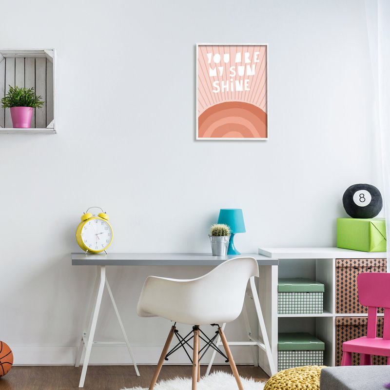 «My Sunshine Motivation», orange, rosé, arc-en-ciel, H 16 po x l 20 po, Giclée encadrée blanc bord de mer