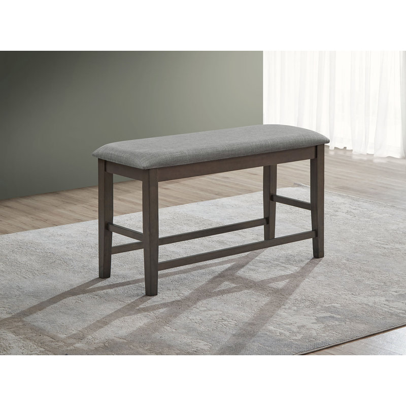 6Pc Wooden Counter Table (+ 18" B. Leaf) Set With Shelves Base, Gray/Light Gray