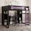 Lit mezzanine double en bois avec bureau, garde-robe, lumière DEL et station de charge-1720282038