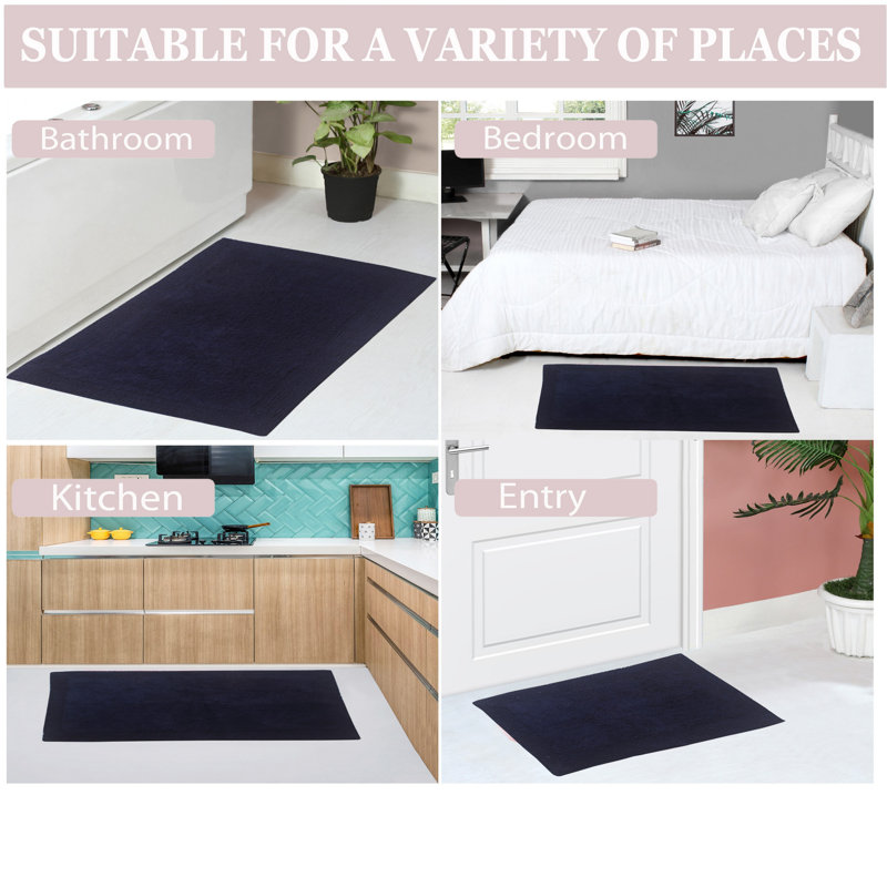 Navy Cotton Reversible Luxury Bath Rug 24" x 40"