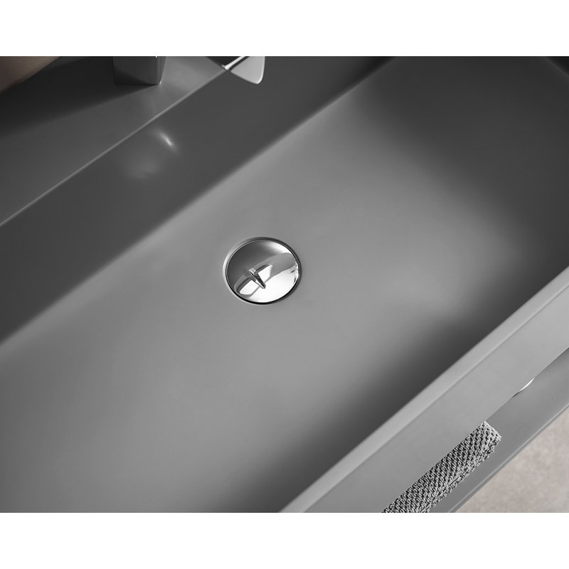 Meuble-lavabo mural 32 po avec espace de rangement, Gris