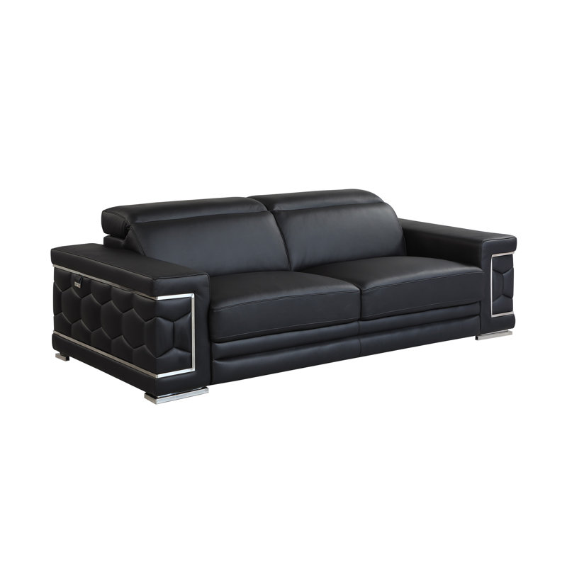 Canapé en cuir italien Top Grain, Noir