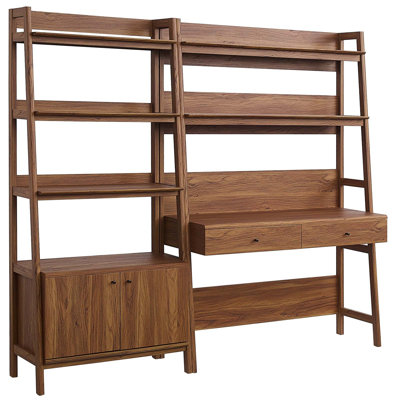 Modway Bixby 2-Piece Wood Office Desk and Bookshelf