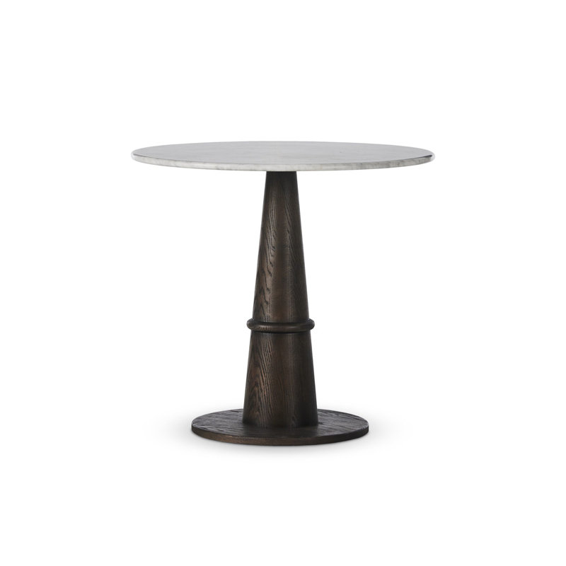 Table de salle à manger Beverly, Marbre blanc adouci / chêne brun, H 30 po x L 32 po x l 32 po