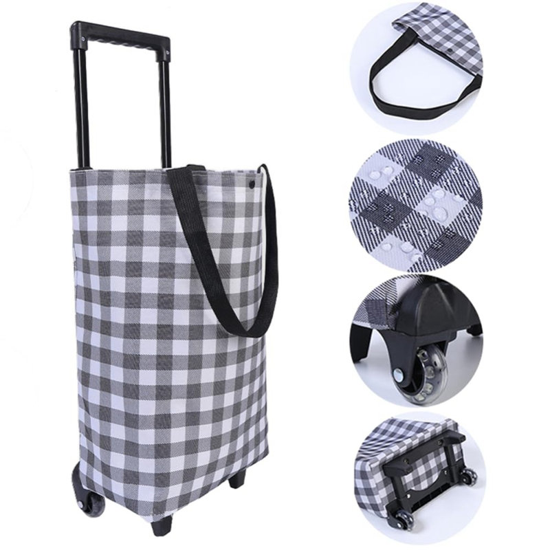 Small Collapsible Shopping Cart for Grocery Store, Lightweight Foldable Design with Wheels, Portable Compact Trolley, Grey