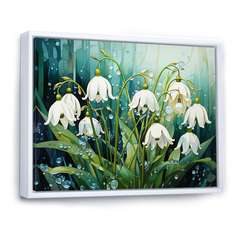 Fleurs méticuleusement enneigées dans la forêt, H 30 po x l 40 po x P 1,5 po, Cadre flottant blanc