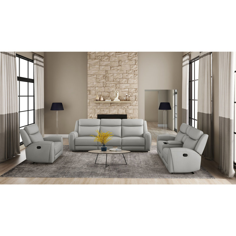 Contour Arms Manual Recliner Transitional Style, Light Gray