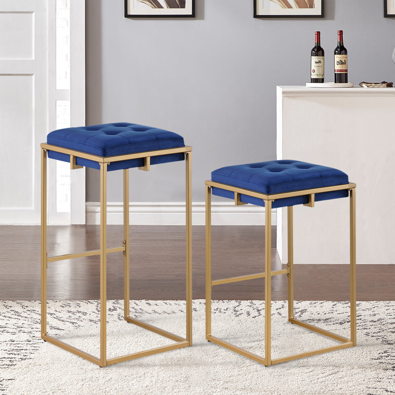 Tabouret de bar et de comptoir Magdelena, Bleu, Tabouret de bar (siège d'une hauteur de 30 po)
