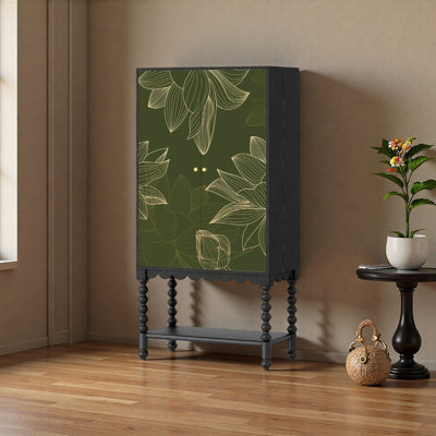 Armoire à pieds hauts style chinois Golden Lotus