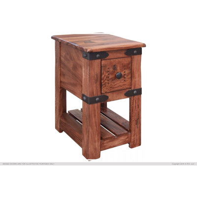 Solid Wood End Table with Storage