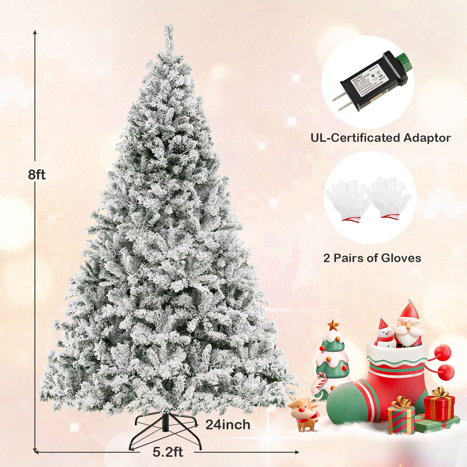 8' Lighted Artificial Christmas Tree