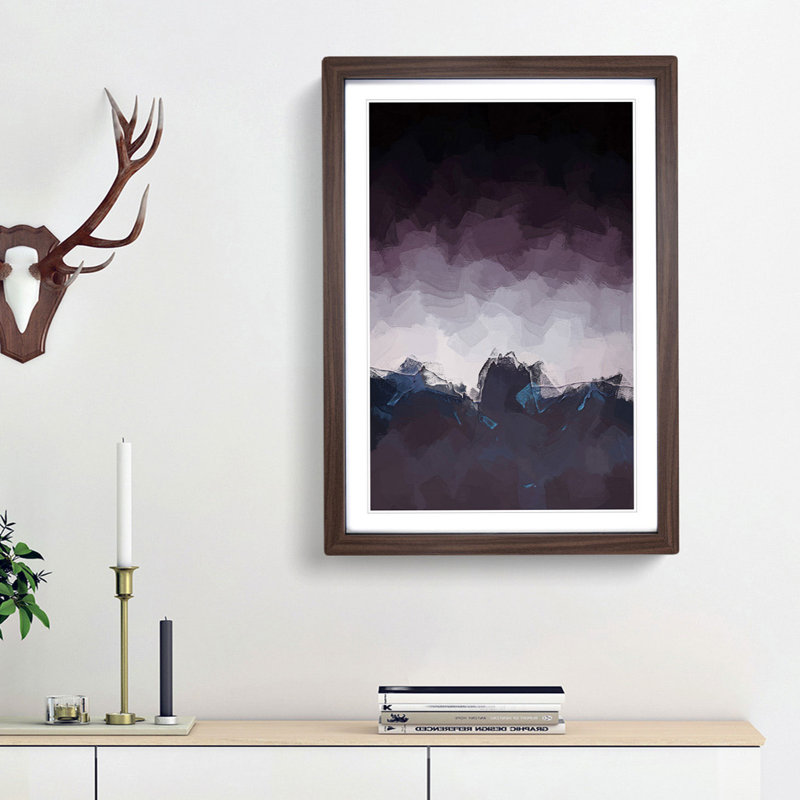 Dusky Mountains - Picture Frame Graphic Art Print, 87cm H x 62cm W x 2cm D, Walnut Framed