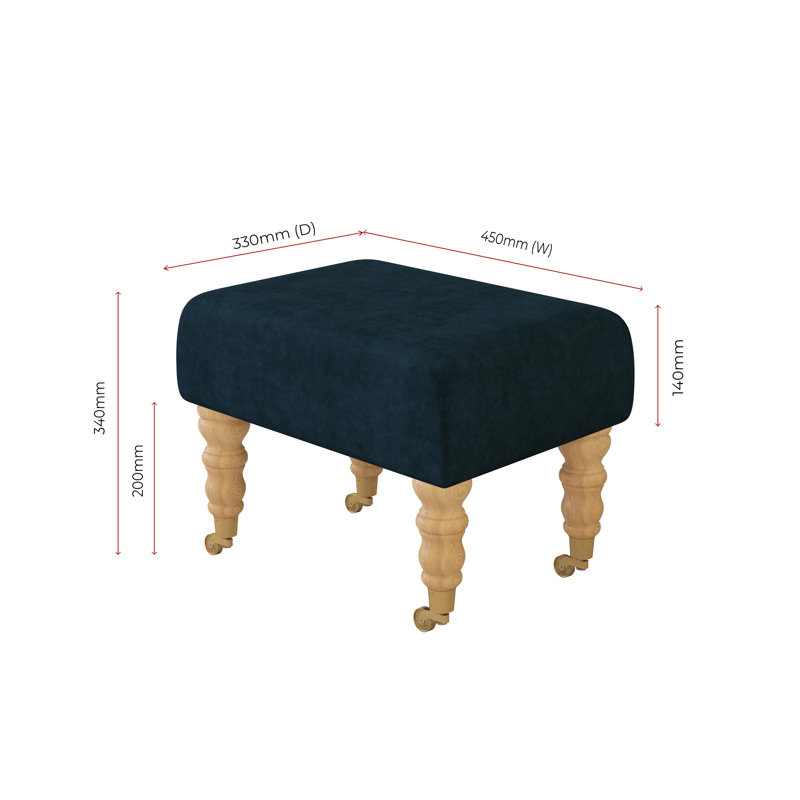 Autryville Wood Caster Leg - Fabric, Natural, Velvet, Indigo Dark Blue