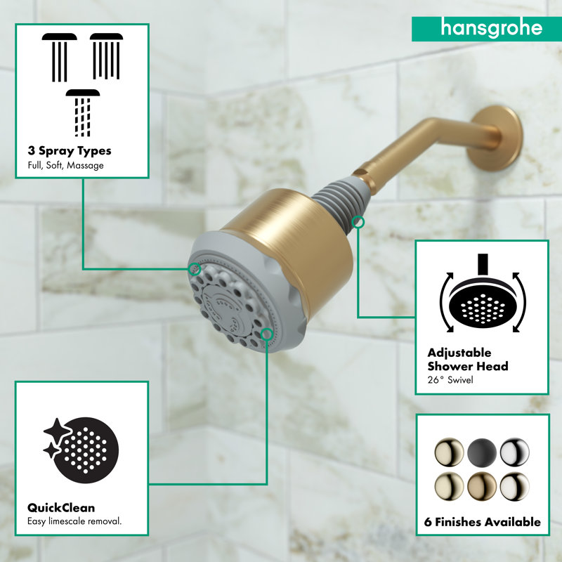 Clubmaster Multi Function Adjustable Shower Head, Brushed Bronze