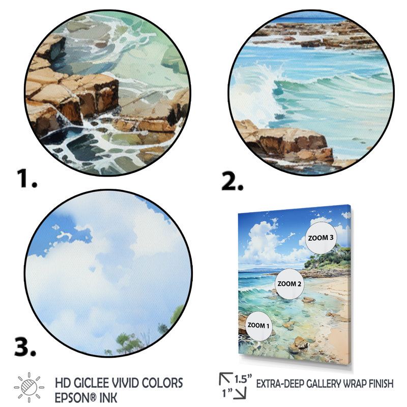«Eljah Beach», empreintes de pas sur une impression sur toile, H 32 po x l 24 po x P 1 po, Cadre photo blanc