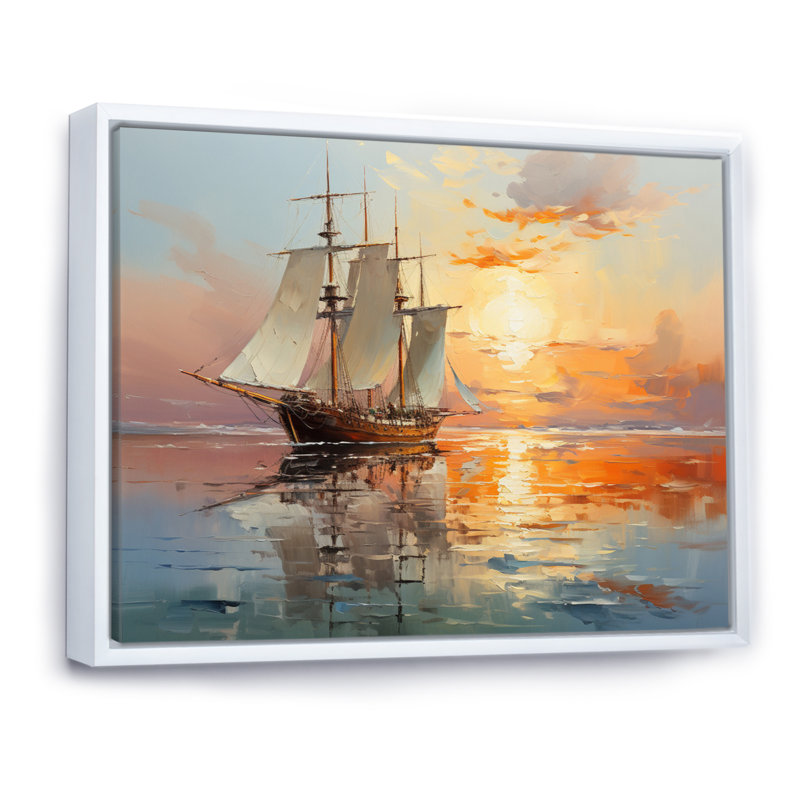 Voilier Ocean Dance II - Bateau à voile, reproduction d'art mural, H 12 po x l 20 po x P 1 po, Cadre flottant blanc
