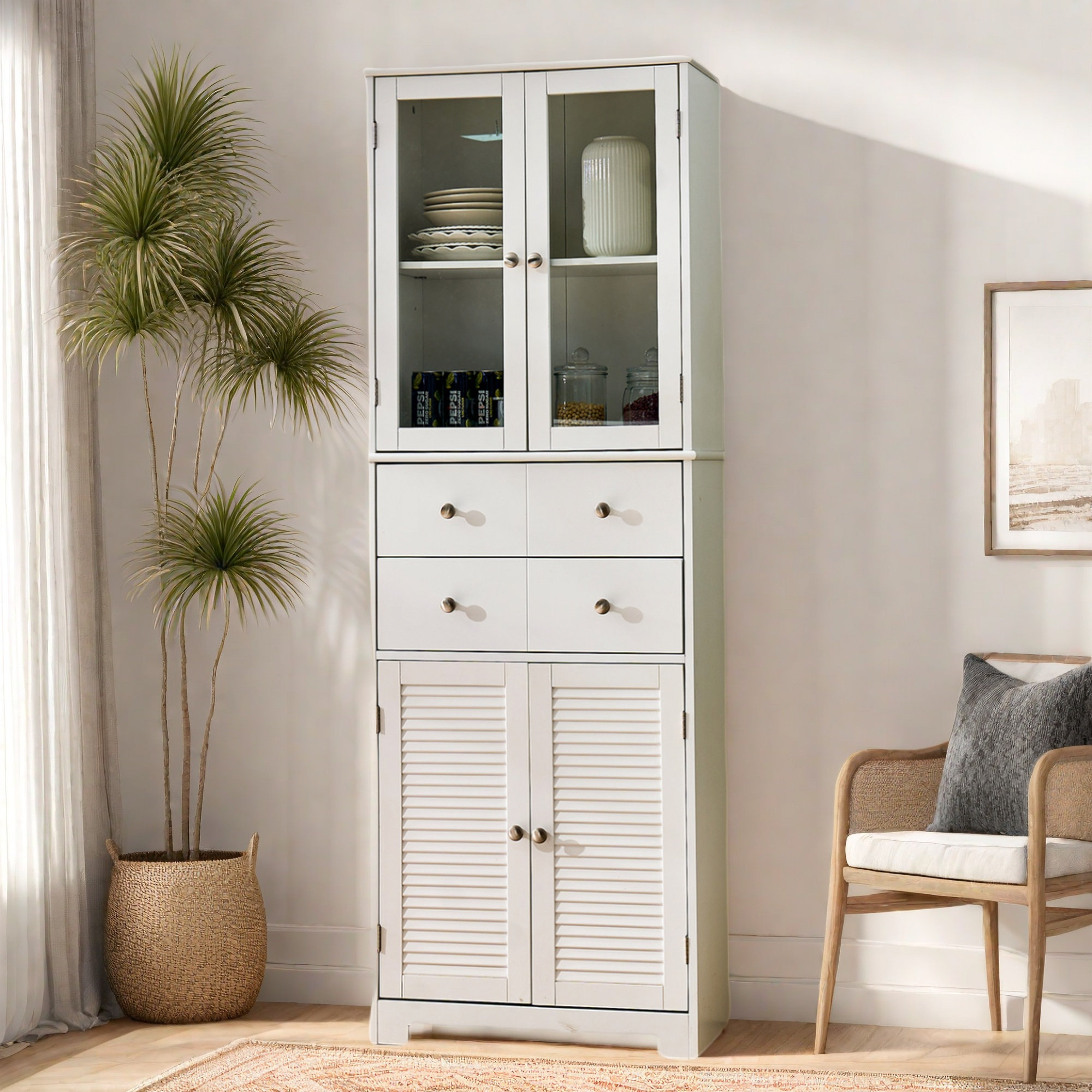 Lark Manor™ Pantry With 2 Glass Doors, Adjustable Shelf And 2