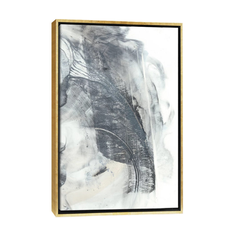 Reproduction d’art « marbré Grey II » par Ethan Harper, Toile encadrée d'or, H 48 po x l 32 po x P 1,5 po, Pas de tapis