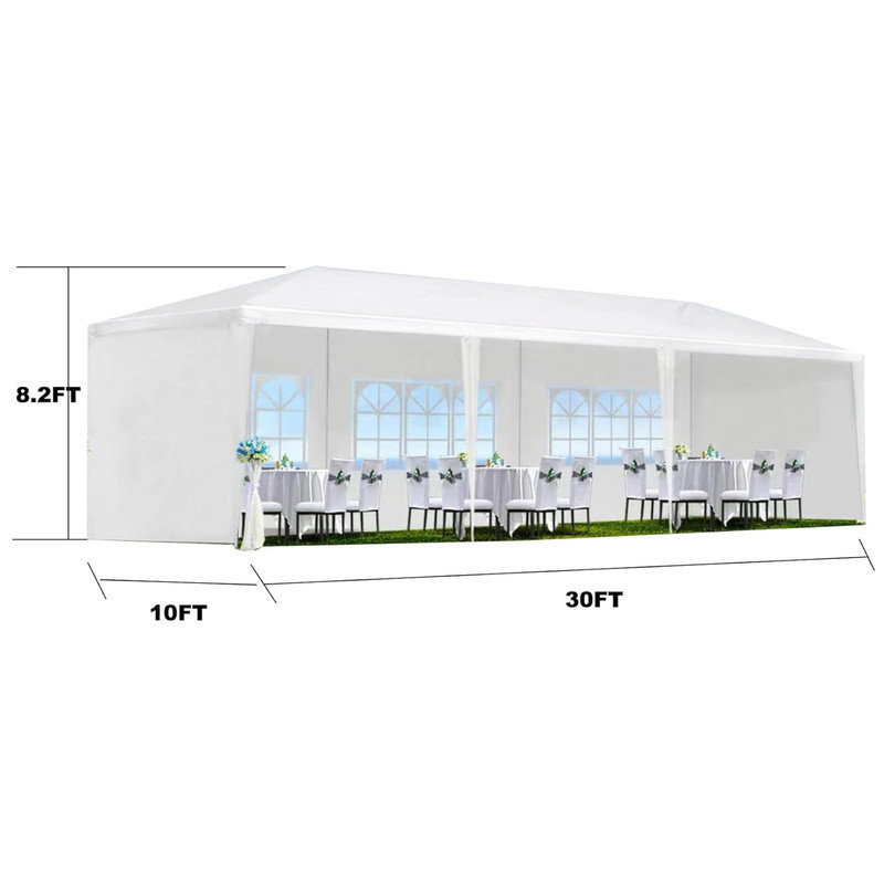 10'x30' Party Tent, Outdoor Wedding Tents with 8 Removable Sidewalls, Patio Gazebo Shelter for Parties, Waterproof Canopy Tents, Party Wedding BBQ Events Tent