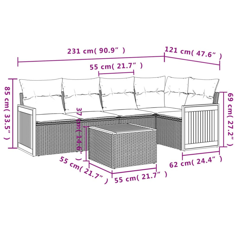 Ensemble de canapé de jardin Vidaxl