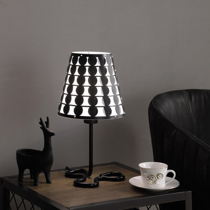 16" Traci Black Geometric Metal Table Lamp
