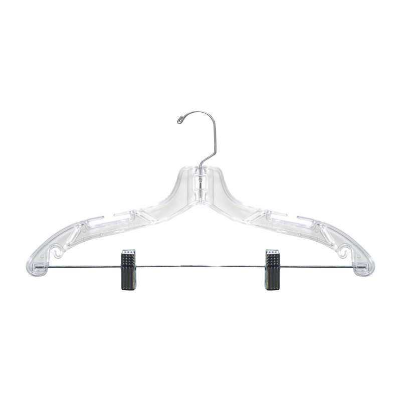 Cintre de costume traditionnel en plastique pour jupe / pantalon, Transparent