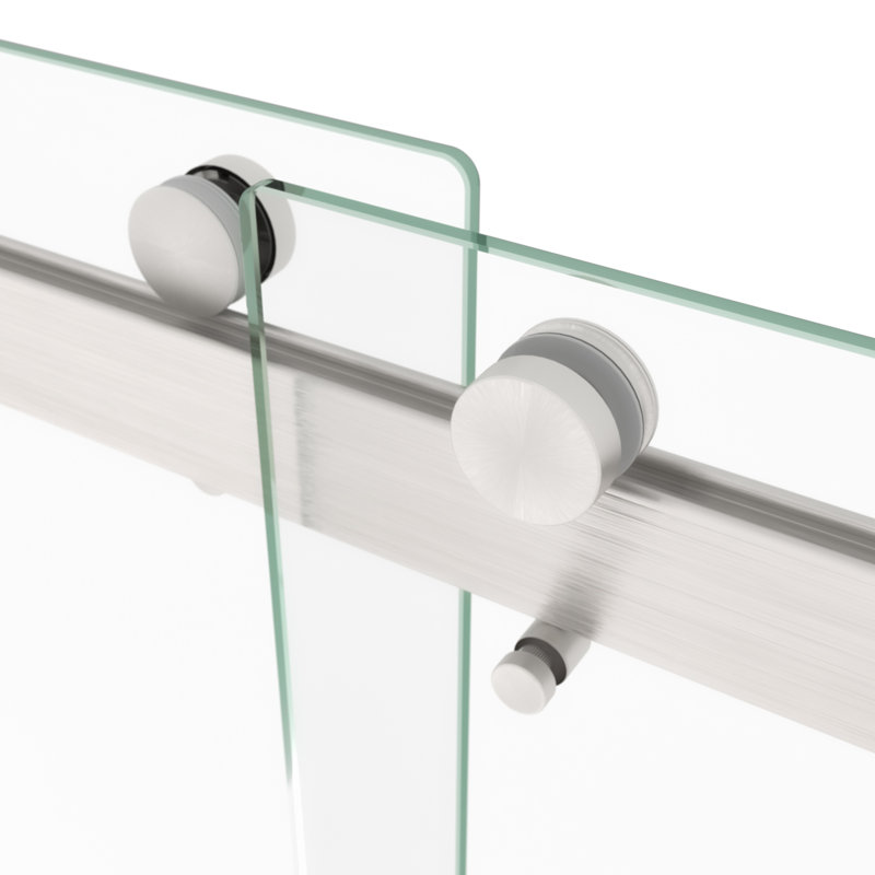 Porte de douche Bypass au fini nickel brossé - verre trempé de 5/16 po, mouvement fluide, fuite de nickel en verre, installation facile, salle de bain