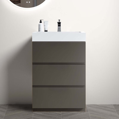 Meuble-lavabo autoportant moderne avec lavabo sans drain et robinet Modern H 37 po x l 24 po x P 18,1 po