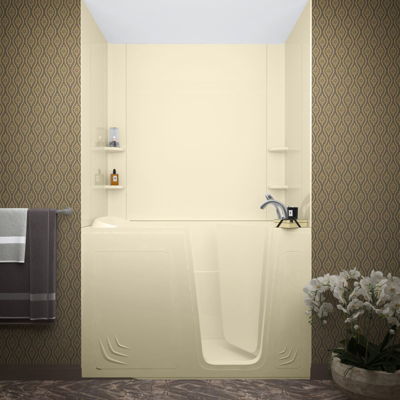 Aspen 60" x 32" Walk in Soaking Bathtub, Biscuit, Right