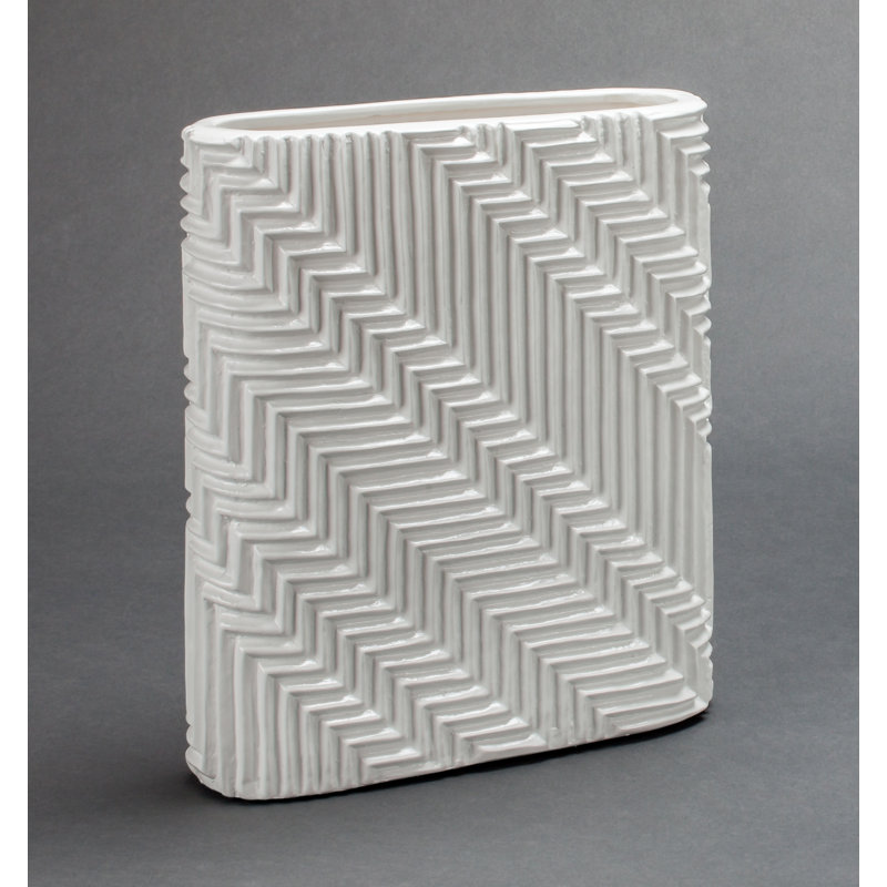 Porcelain Table Vase, White, 14" H x 12" W x 4.5" D