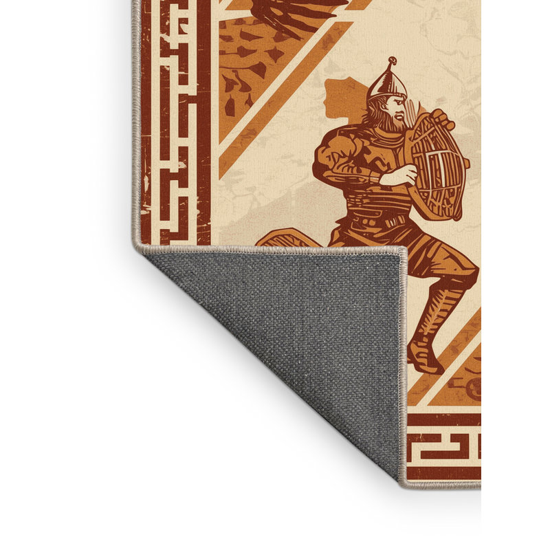 Tapis beige moelleux moelleux et moelleux de style viking, 5 x 7