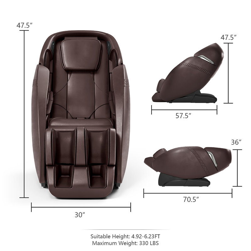 Fauteuil de massage inclinable électrique en similicuir, Similicuir brun