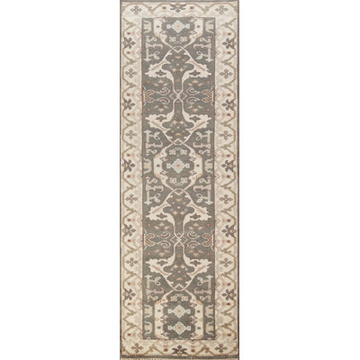 Tapis de couloir oriental fait à la main gris Oushak 3 x 10