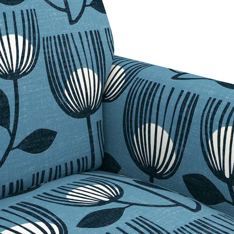 Fauteuil en polyester Devillage, 100 % polyester à motif floral bleu marine modern