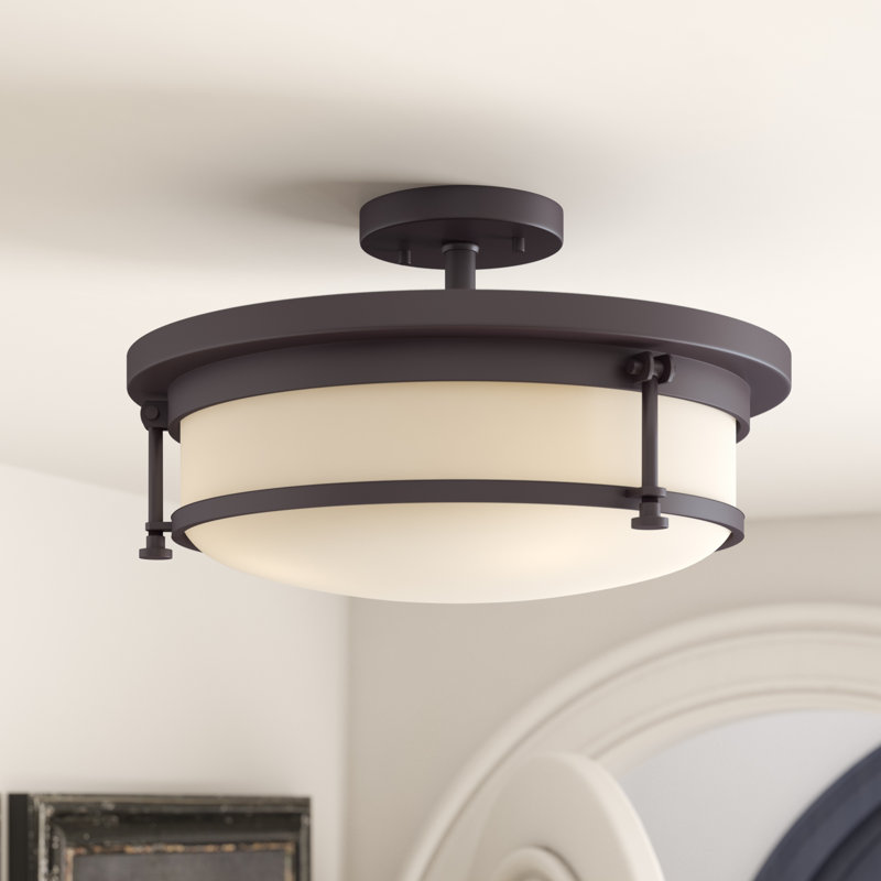 Glass Semi Flush Mount, Western Bronze