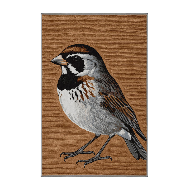 Washable House Sparrow Birds Area Rug, Rectangle 6' x 9'