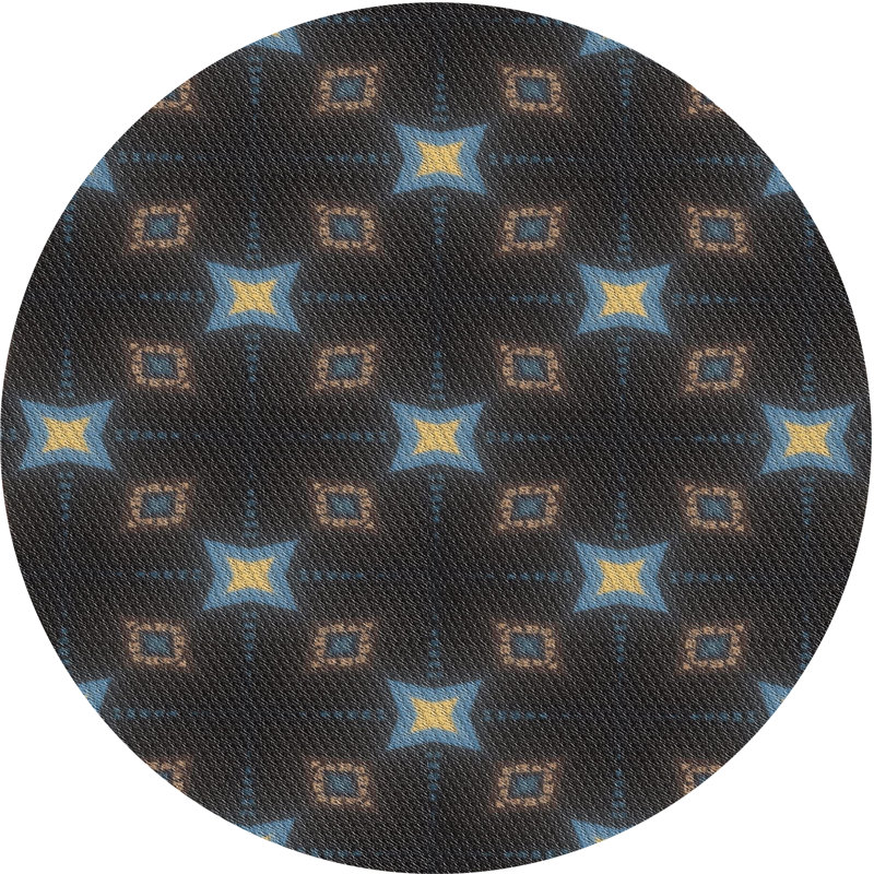 Tapis gris/vert à motifs, Rond 3 pi