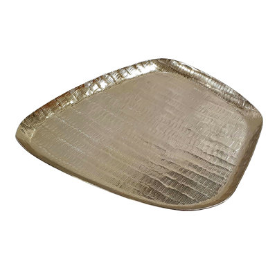 Handmade Decorative Polygon Tray - 14x14x1" - Gold
