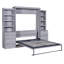 Lit escamotable double avec tablettes de rangement et tiroirs, gris-527362463