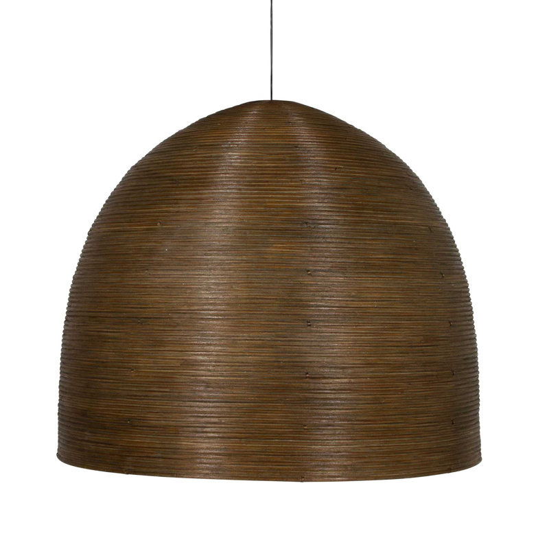 Lustre en forme de dôme à 3 lumières avec accents en bois Borchard