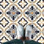 Oikos European Vintage Floral Pattern Tiles Floor Stickers 120 x 60 cm PVC