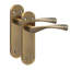 Golden Grace 4 Pairs Victorian Astrid Design Long Rounded Backplate Scroll Internal Door Handle Antique Brass with 2.5" Latch & Hinges - 182mm x 45mm