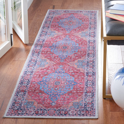 Tapis oriental bleu / rouille en coton Kingsford