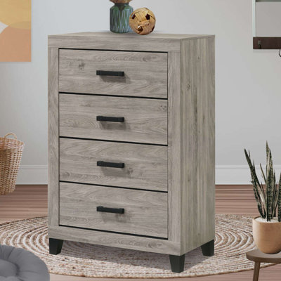 Light Gray 4-Drawer Chest with Slim Profile