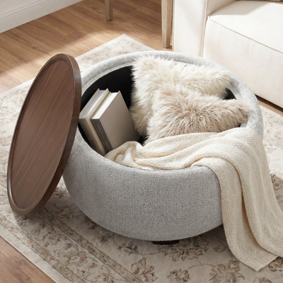 Round Cocktail Ottoman with Storage