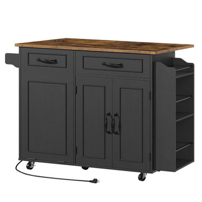 39.4" Kitchen Island with Power Outlet & Drop Leaf by Winston Porter