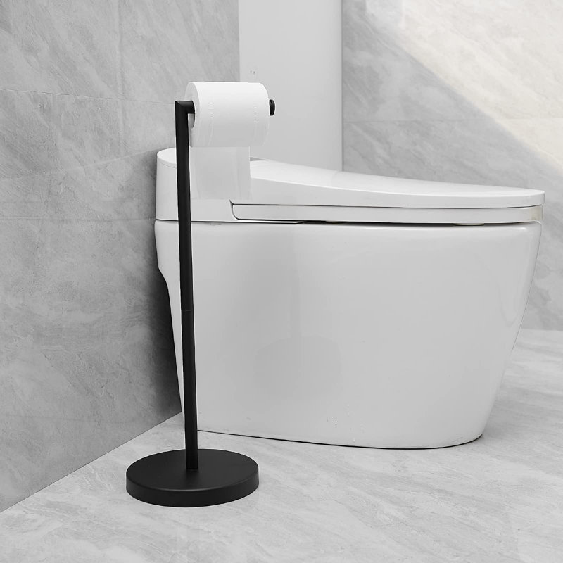 Porte-papier hygiénique sur pied, Noir mat