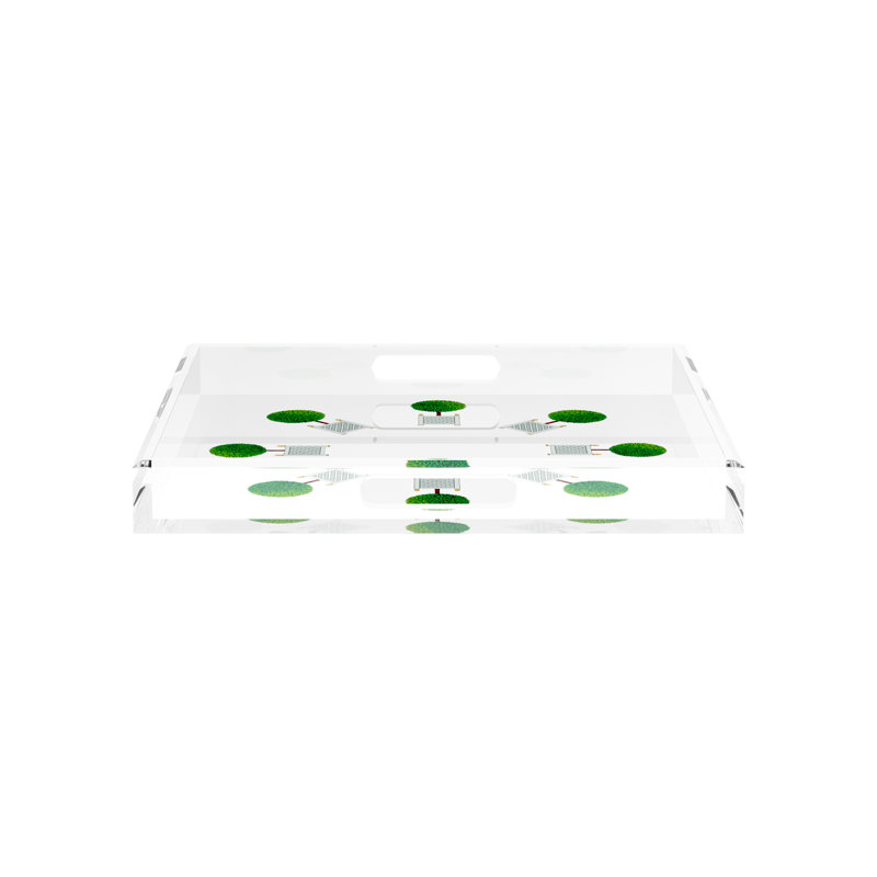 Timothy Corrigan Topiary Radial Acrylic Square Decorative Tray, 2" H x 15" W x 15" D